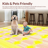 Ultra Soft Area Rug, Non Slip, Stain Resistant, Washable Area Rugs for Living Room, Bedroom, Artful Light Yellow Dreamscape(Yellow)