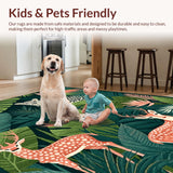 Ultra Soft Area Rug, Non Slip, Stain Resistant, Washable Area Rugs for Living Room, Bedroom, Whimsical Animal Print Arrangement(Green)