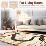 Ultra Soft Area Rug, Non Slip, Stain Resistant, Washable Area Rugs for Living Room, Bedroom, Vibrant Boho Wildlife Illustration(Beige)