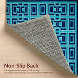 Ultra Soft Area Rug, Non Slip, Stain Resistant, Washable Area Rugs for Living Room, Bedroom, Eclectic Deep Royal Geometric Motif(Blue)