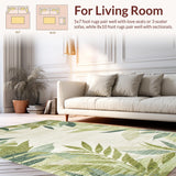 Ultra Soft Area Rug, Non Slip, Stain Resistant, Washable Area Rugs for Living Room, Bedroom, Sage Green Tropical Aesthetic(Beige)