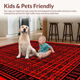 Ultra Soft Area Rug, Non Slip, Stain Resistant, Washable Area Rugs for Living Room, Bedroom, Chic Modern Low-Pile Rug(Red)