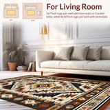 Ultra Soft Area Rug, Non Slip, Stain Resistant, Washable Area Rugs for Living Room, Bedroom, Rustic Southwestern Ethnic Motif(Brown)
