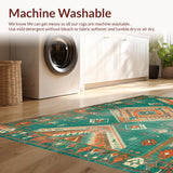 Ultra Soft Area Rug, Non Slip, Stain Resistant, Washable Area Rugs for Living Room, Bedroom, Vibrant Tribal Tapestry Aesthetic(Orange)