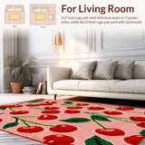 Ultra Soft Area Rug, Non Slip, Stain Resistant, Washable Area Rugs for Living Room, Bedroom, Charming Red and Green Theme(Red)