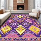 Ultra Soft Area Rug, Non Slip, Stain Resistant, Washable Area Rugs for Living Room, Bedroom, Dynamic Floral Lattice Composition(Purple)