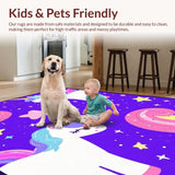 Ultra Soft Area Rug, Non Slip, Stain Resistant, Washable Area Rugs for Living Room, Bedroom, Vibrant Pastel Cartoon Unicorn Theme(Purple)