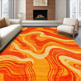 Ultra Soft Area Rug, Non Slip, Stain Resistant, Washable Area Rugs for Living Room, Bedroom, Retro-Inspired Colorful Wave Pattern(Orange)