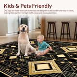 Ultra Soft Area Rug, Non Slip, Stain Resistant, Washable Area Rugs for Living Room, Bedroom, Contemporary Gold Linear Harmony(Gold)