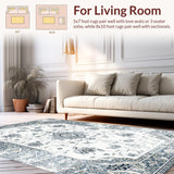 Ultra Soft Area Rug, Non Slip, Stain Resistant, Washable Area Rugs for Living Room, Bedroom, Sophisticated Vintage Trellis Look(White)