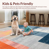 Ultra Soft Area Rug, Non Slip, Stain Resistant, Washable Area Rugs for Living Room, Bedroom, Peach/Blue Color Block Rug for Floor(Gray)