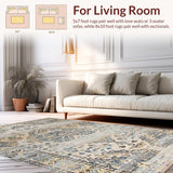 Ultra Soft Area Rug, Non Slip, Stain Resistant, Washable Area Rugs for Living Room, Bedroom, Vintage Taupe Damask Elegance(Beige)