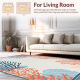 Ultra Soft Area Rug, Non Slip, Stain Resistant, Washable Area Rugs for Living Room, Bedroom, Coral Reef Inspired Artful Composition(Orange)