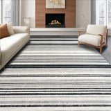 Ultra Soft Area Rug, Non Slip, Stain Resistant, Washable Area Rugs for Living Room, Bedroom, Black and White Linear Stripe Rug, Absorbent Layered Pattern, Non Slip Base(Black)