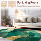 Ultra Soft Area Rug, Non Slip, Stain Resistant, Washable Area Rugs for Living Room, Bedroom, Chic Transitional Organic Forms(Green)