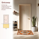 Ultra Soft Area Rug, Non Slip, Stain Resistant, Washable Area Rugs for Living Room, Bedroom, Tribal Warm Earthy Aesthetic(Orange)
