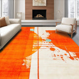 Ultra Soft Area Rug, Non Slip, Stain Resistant, Washable Area Rugs for Living Room, Bedroom, Bold Teal and Orange Geometric Fusion(Orange)