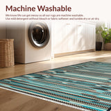 Ultra Soft Area Rug, Non Slip, Stain Resistant, Washable Area Rugs for Living Room, Bedroom, Rustic Earthy Floral Motif(Blue)