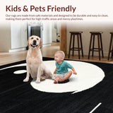 Ultra Soft Area Rug, Non Slip, Stain Resistant, Washable Area Rugs for Living Room, Bedroom, Elegant Black and White Minimalist Design(Black)