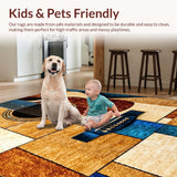 Ultra Soft Area Rug, Non Slip, Stain Resistant, Washable Area Rugs for Living Room, Bedroom, Contemporary Musical Notes Design(Brown)