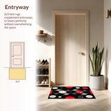 Ultra Soft Area Rug, Non Slip, Stain Resistant, Washable Area Rugs for Living Room, Bedroom, Modern Abstract Music Motif(Red)