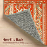 Ultra Soft Area Rug, Non Slip, Stain Resistant, Washable Area Rugs for Living Room, Bedroom, Elegant Vintage Tribal Patterns(Orange)