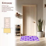 Ultra Soft Area Rug, Non Slip, Stain Resistant, Washable Area Rugs for Living Room, Bedroom, Dynamic Abstract Checkerboard Theme(Purple)