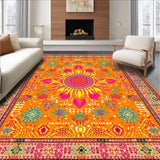 Ultra Soft Area Rug, Non Slip, Stain Resistant, Washable Area Rugs for Living Room, Bedroom, Artful Fluffy Geometric Accents(Orange)