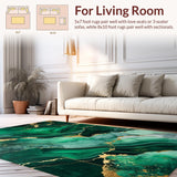 Ultra Soft Area Rug, Non Slip, Stain Resistant, Washable Area Rugs for Living Room, Bedroom, Contemporary Elegant Black Gold Fusion(Green)