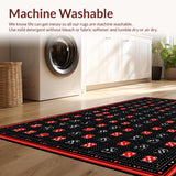 Ultra Soft Area Rug, Non Slip, Stain Resistant, Washable Area Rugs for Living Room, Bedroom, Retro Geometric Dice Motif(Black)