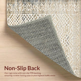 Ultra Soft Area Rug, Non Slip, Stain Resistant, Washable Area Rugs for Living Room, Bedroom, Boho Chic Area Featuring Abstract Diamond Lattice and Faded Tribal(Beige)