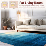 Ultra Soft Area Rug, Non Slip, Stain Resistant, Washable Area Rugs for Living Room, Bedroom, Cerulean Echo Rug, Aqua Haze, Subtle Stripe Floor Art(Blue)