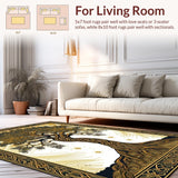 Ultra Soft Area Rug, Non Slip, Stain Resistant, Washable Area Rugs for Living Room, Bedroom, Cozy Abstract Nature Expressions(Gold)