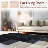 Ultra Soft Area Rug, Non Slip, Stain Resistant, Washable Area Rugs for Living Room, Bedroom, Chic Abstract Monochrome Design(Black)