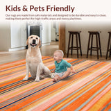 Ultra Soft Area Rug, Non Slip, Stain Resistant, Washable Area Rugs for Living Room, Bedroom, Vintage Abstract Patterned Delight(Orange)