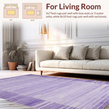 Ultra Soft Area Rug, Non Slip, Stain Resistant, Washable Area Rugs for Living Room, Bedroom, Vibrant Cozy Retro Vibe(Purple)