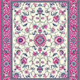 Ultra Soft Area Rug, Non Slip, Stain Resistant, Washable Area Rugs for Living Room, Bedroom, Vibrant Artful Floral Composition(White)