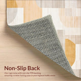 Modern Abstract Area Beige Camel Geometric Design(Beige)