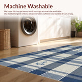 Ultra Soft Area Rug, Non Slip, Stain Resistant, Washable Area Rugs for Living Room, Bedroom, Vintage Nautical Charm with Lines(Blue)