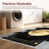 Ultra Soft Area Rug, Non Slip, Stain Resistant, Washable Area Rugs for Living Room, Bedroom, Edgy Minimalist Linear Design(Gold)