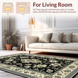 Ultra Soft Area Rug, Non Slip, Stain Resistant, Washable Area Rugs for Living Room, Bedroom, Artistic Black and Cream Fusion(Black)