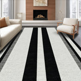 Ultra Soft Area Rug, Non Slip, Stain Resistant, Washable Area Rugs for Living Room, Bedroom, Bold Contrast: Black & White Stripe Modern Floor Rug(Gray)