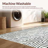 Ultra Soft Area Rug, Non Slip, Stain Resistant, Washable Area Rugs for Living Room, Bedroom, Industrial Edge Rug Showcasing Sleek Parallel Stripes and Artistic Line Play(White)