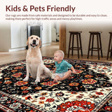 Ultra Soft Area Rug, Non Slip, Stain Resistant, Washable Area Rugs for Living Room, Bedroom, Artful Colorful Floral Arrangement(Black)