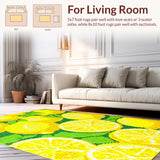 Ultra Soft Area Rug, Non Slip, Stain Resistant, Washable Area Rugs for Living Room, Bedroom, Joyful Kitchen Citrus Arrangement(Yellow)