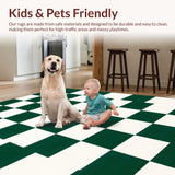 Ultra Soft Area Rug, Non Slip, Stain Resistant, Washable Area Rugs for Living Room, Bedroom, Trendy Symmetrical Green Pattern(Green)