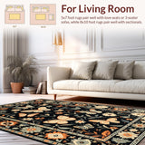 Ultra Soft Area Rug, Non Slip, Stain Resistant, Washable Area Rugs for Living Room, Bedroom, Artful Nature-Inspired Butterfly Motif(Black)