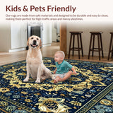 Ultra Soft Area Rug, Non Slip, Stain Resistant, Washable Area Rugs for Living Room, Bedroom, Elegant for Spaces(Blue)