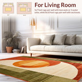 Ultra Soft Area Rug, Non Slip, Stain Resistant, Washable Area Rugs for Living Room, Bedroom, Chic Geometric Soft Textures(Orange)