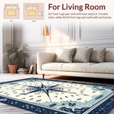 Ultra Soft Area Rug, Non Slip, Stain Resistant, Washable Area Rugs for Living Room, Bedroom, Vibrant Nautical Themed Décor(Blue)